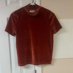 Madewell Burnt Orange Velvet Mockneck Tee